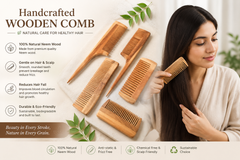 Handmade Neem/Wooden Hair Comb | Natural Anti-Hairfall & Eco-Friendly Comb for Healthy Hair