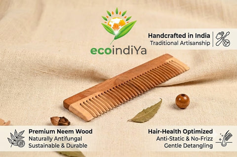 Handmade Neem/Wooden Hair Comb | Natural Anti-Hairfall & Eco-Friendly Comb for Healthy Hair
