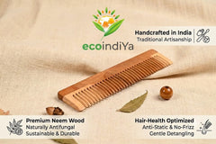 Handmade Neem/Wooden Hair Comb | Natural Anti-Hairfall & Eco-Friendly Comb for Healthy Hair