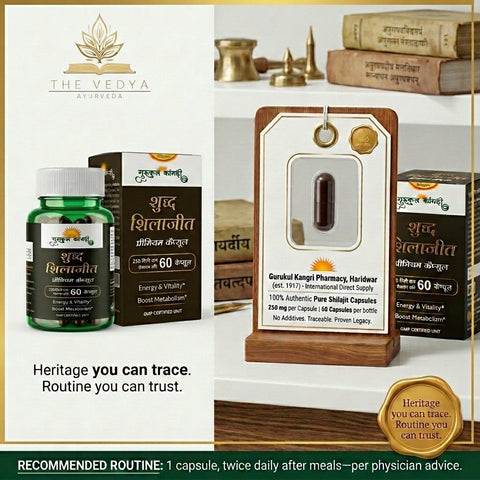 Gurukul Kangri Shuddh Shilajit Premium Capsule (60 Capsules, 250 mg)