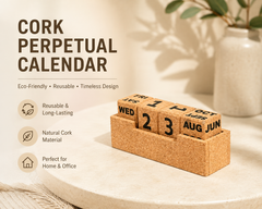 Cork Wooden Calendar Block – Stylish Desk Calendar for Home & Office