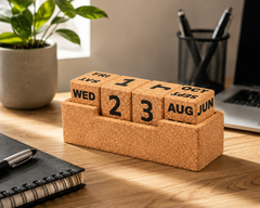 Cork Wooden Calendar Block – Stylish Desk Calendar for Home & Office