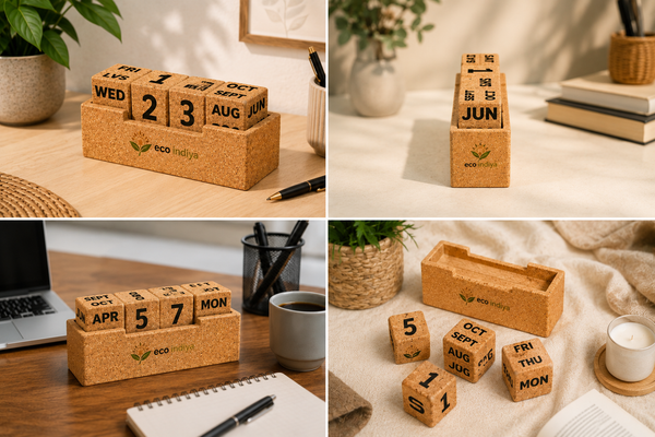 Cork Wooden Calendar Block – Stylish Desk Calendar for Home & Office