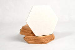 Set of 7 Hexagonal Cork Coasters