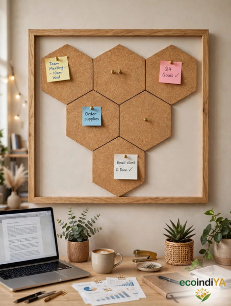 Set of 7 Hexagonal Cork Coasters