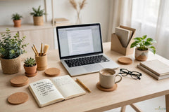 Premium Natural Cork Coasters – Round Heat-Resistant Drink Mats for Home & Office