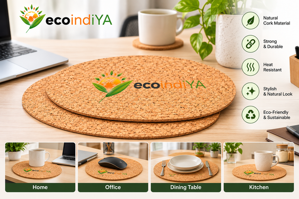 Natural Cork Oval Placemats – Eco-Friendly Table Mats for Dining & Home Decor