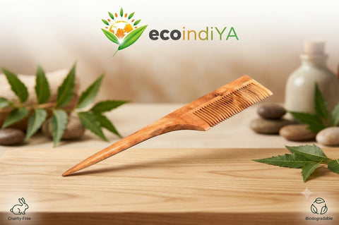 Handmade Neem/Wooden Hair Comb | Natural Anti-Hairfall & Eco-Friendly Comb for Healthy Hair